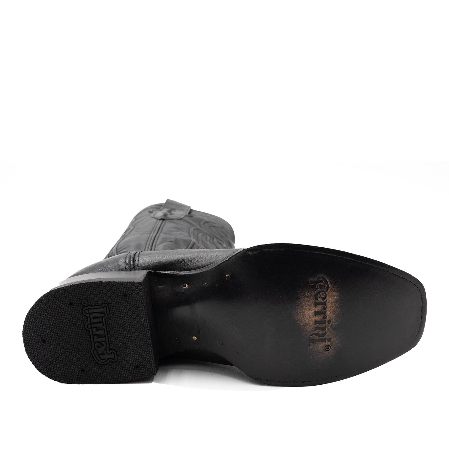 Botas de cuero Ferrini Wyatt para hombre, hechas a mano, con punta cuadrada, color negro