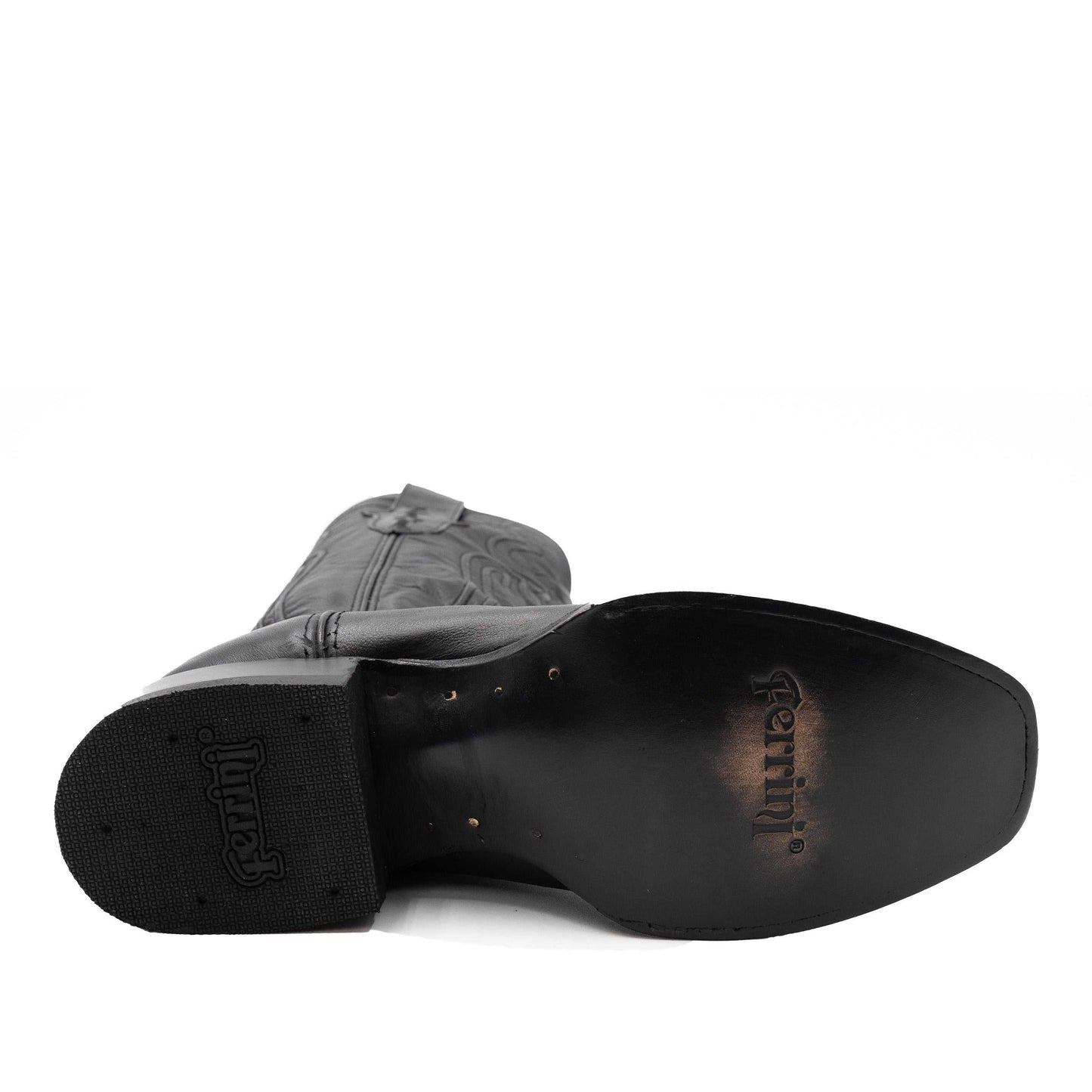 Botas de cuero Ferrini Wyatt para hombre, hechas a mano, con punta cuadrada, color negro