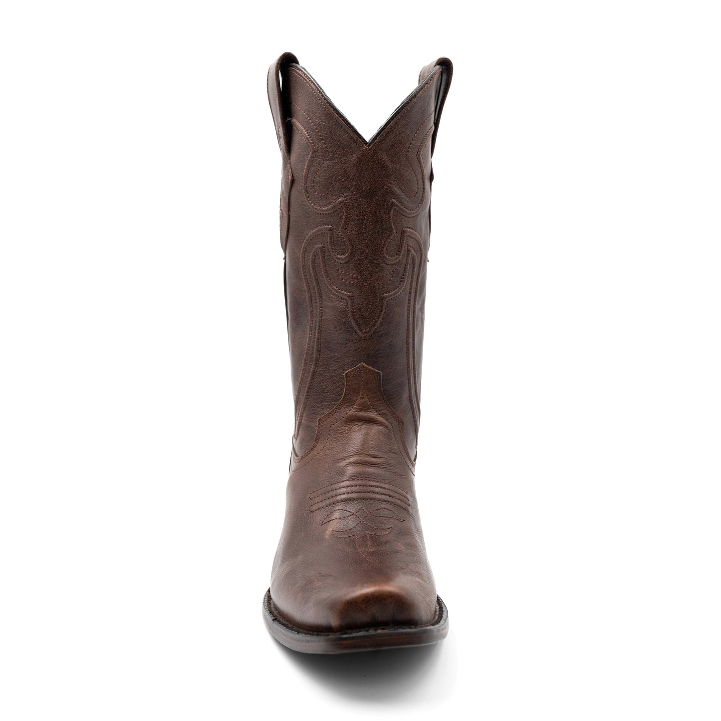Botas de cuero Ferrini Wyatt para hombre, hechas a mano, con punta cuadrada, color chocolate