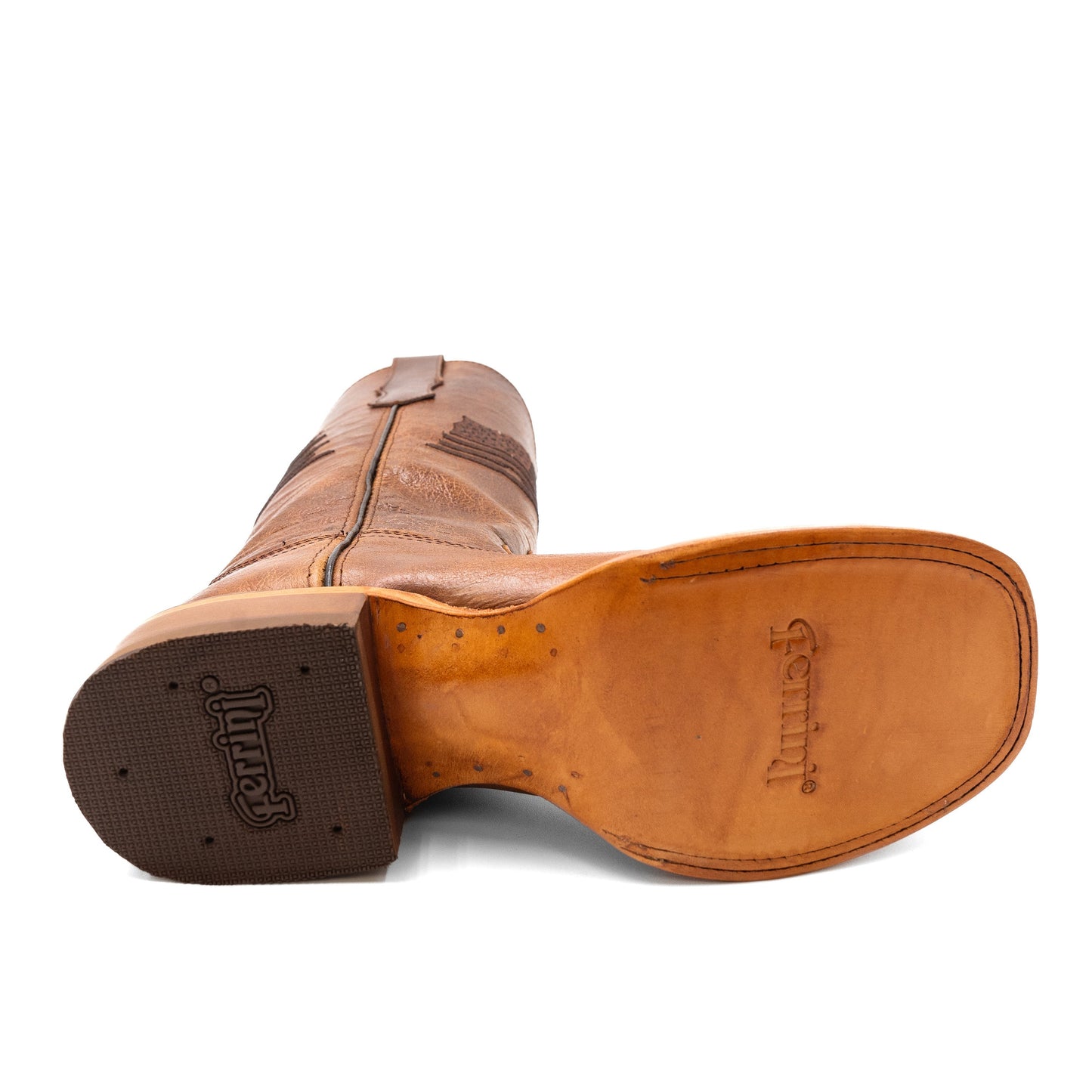 Botas de cuero Ferrini Patriot para hombre, hechas a mano, con punta cuadrada, color miel