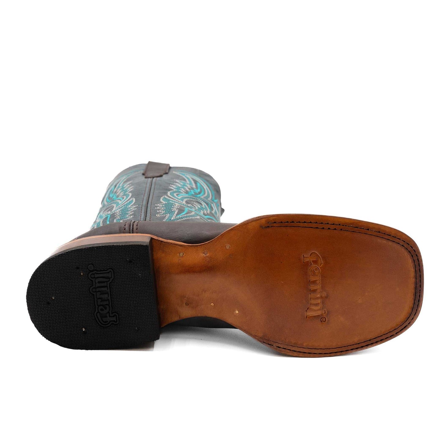 Botas de piel Ferrini Clint para hombre, hechas a mano, con punta cuadrada, color chocolate