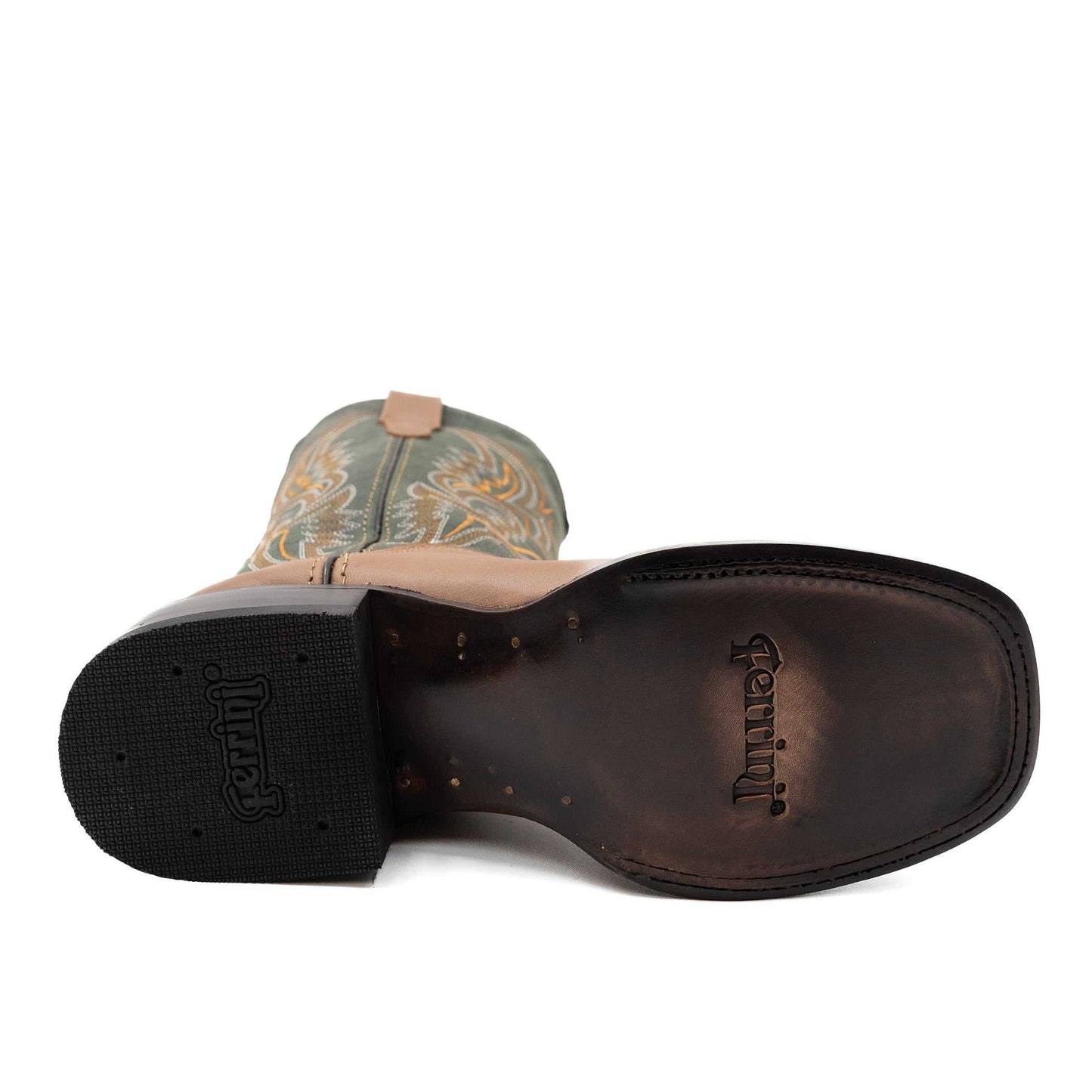 Botas de piel Ferrini Clint para hombre, hechas a mano, con punta cuadrada, color miel