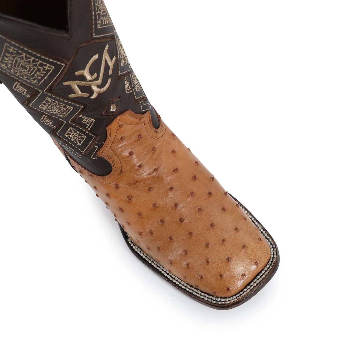 Men's El Malcreado Cognac Full Quill Ostrich Exotic Boots Handmade
