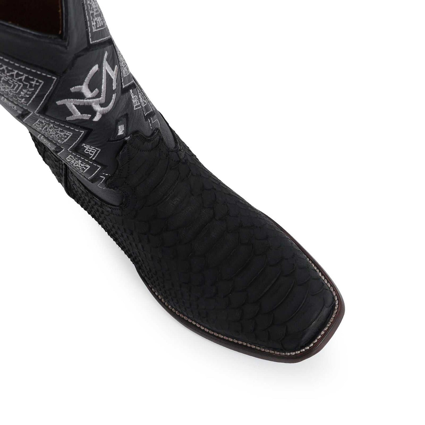 Men's El Malcreado Black Suede Python Exotic Boots Handmade