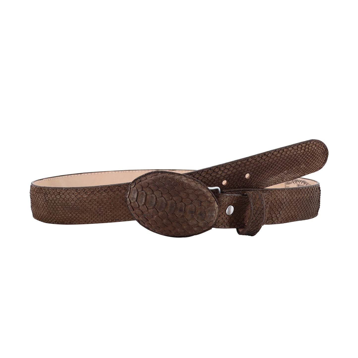 El Malcreado Brown Genuine Suede Python Belt 1.5" Handmade
