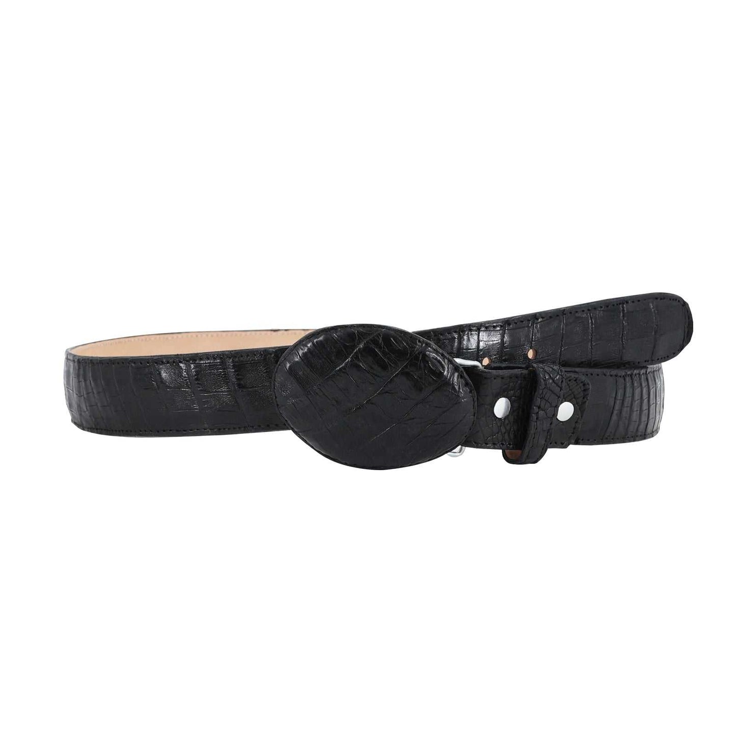 El Malcreado Black Genuine Caiman Belt 1.5" Handmade