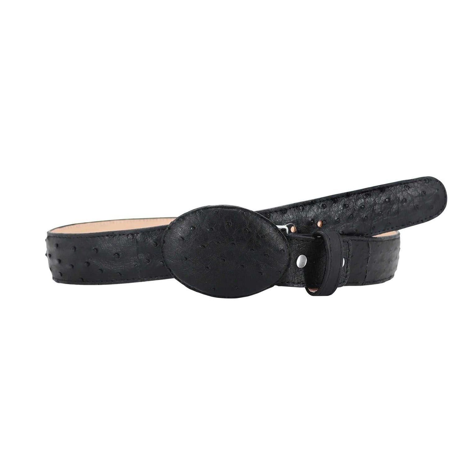 El Malcreado Black Genuine Ostrich Belt 1.5" Handmade