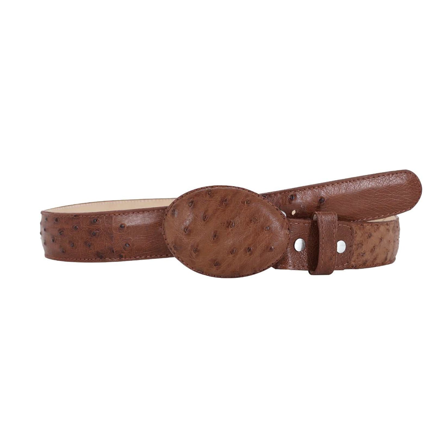 El Malcreado Cognac Genuine Ostrich Belt 1.5" Handmade