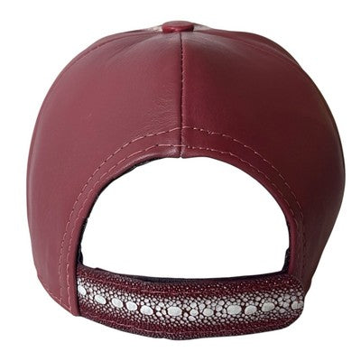 Burgundy Stingray Cap Genuine Authentic Handmade Adjustable Closure