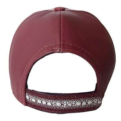 Gorra de raya burdeos auténtica, hecha a mano, con cierre ajustable.