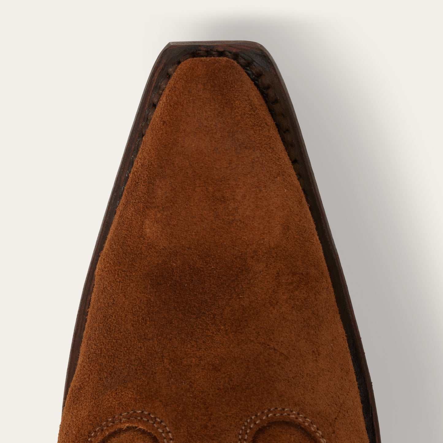 Women's Stetson June Leather Boots handcrafted brown suede with wing tip and stacked heel
