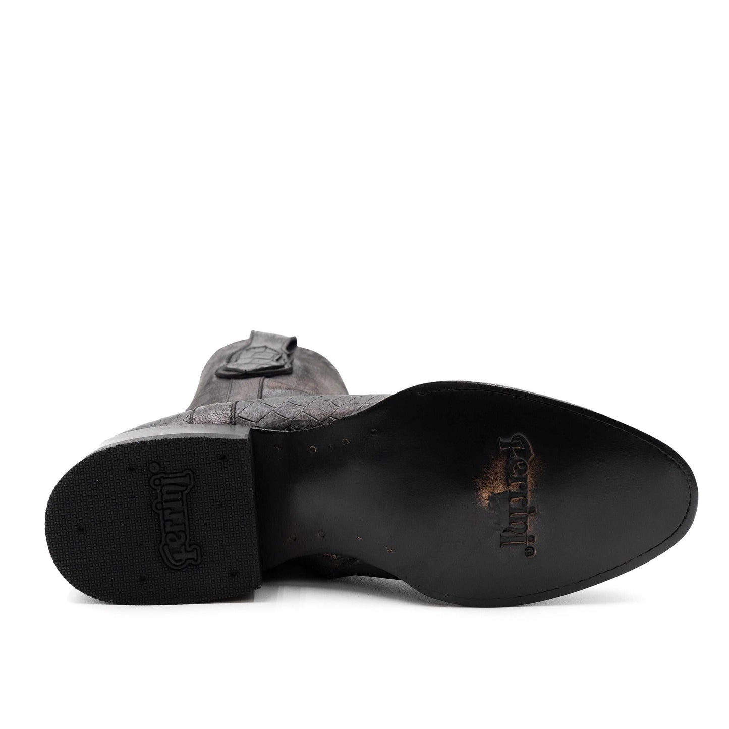 Botas Ferrini Winston Alligator PRINT para hombre, hechas a mano, con punta redonda, color negro