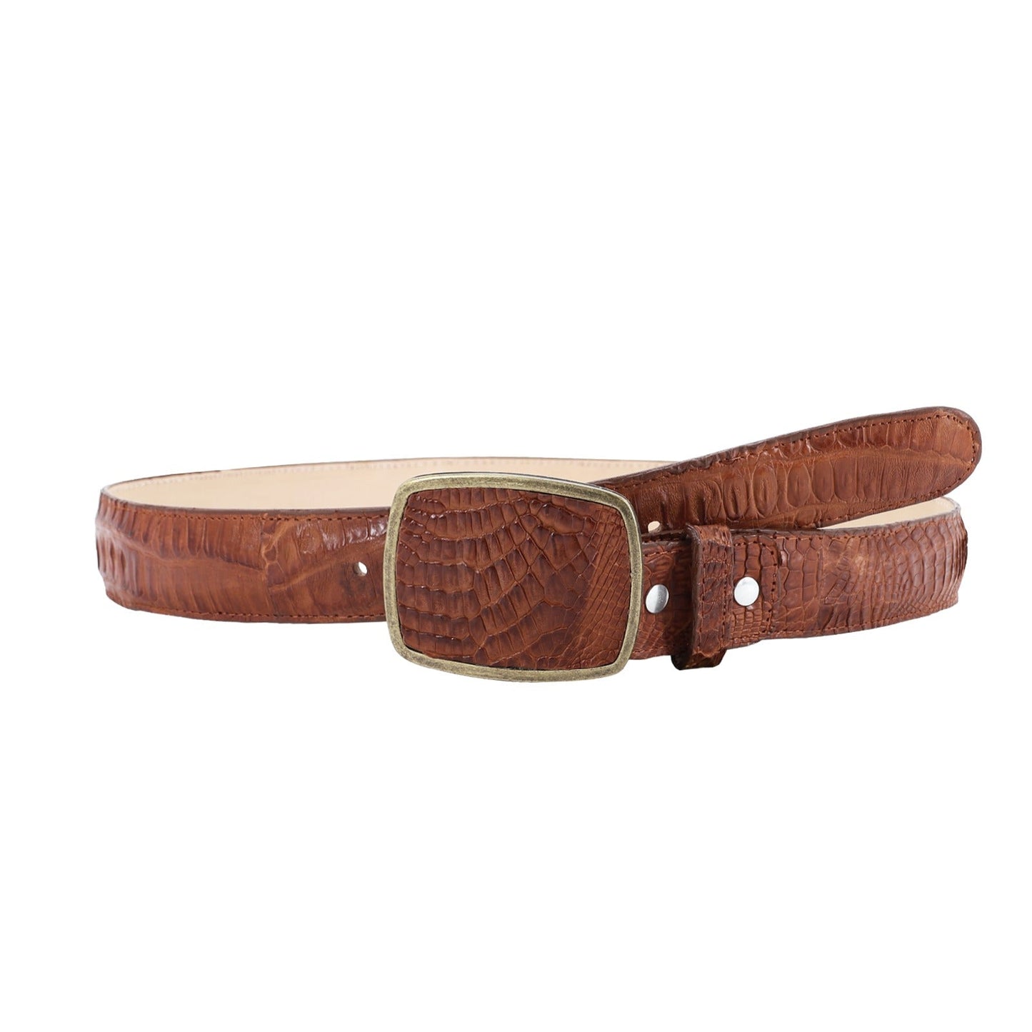 El Malcreado Cognac Genuine Caiman Belt 1.5" Handmade
