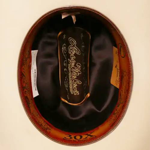 30x Sombrero vaquero de fieltro de piel Opulento de Larry Mahan con panza plateada