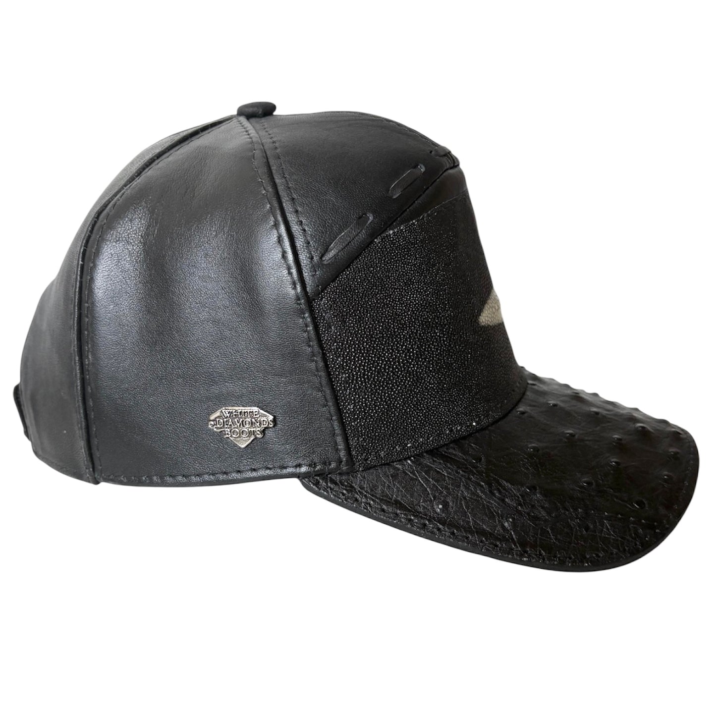Black Stingray Cap Genuine Handmade Adjustable Closure