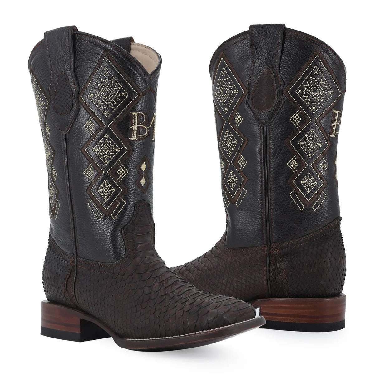 Men's El Malcreado Nubuck Python Exotic Boots Handmade