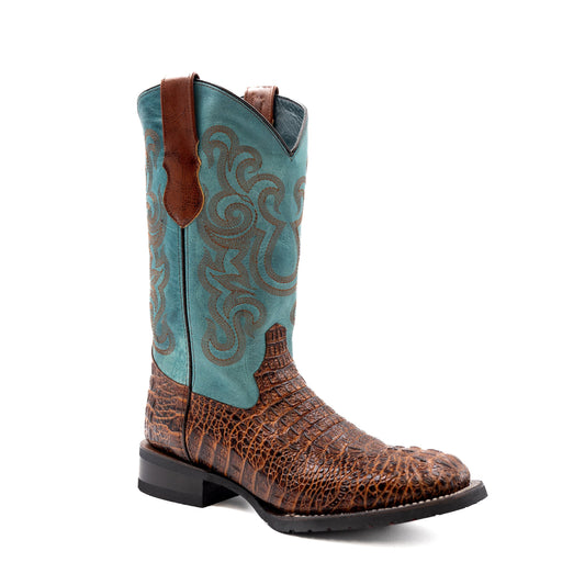 Men's Ferrini Stampede Caiman Crocodile PRINT Boots Handcrafted Sport Rust