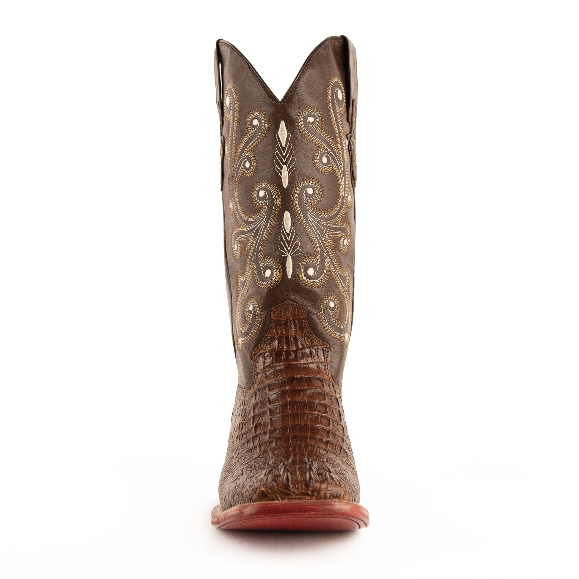 Men's Ferrini Stampede Caiman Crocodile Print Boots Handcrafted Sport Rust - yeehawcowboy
