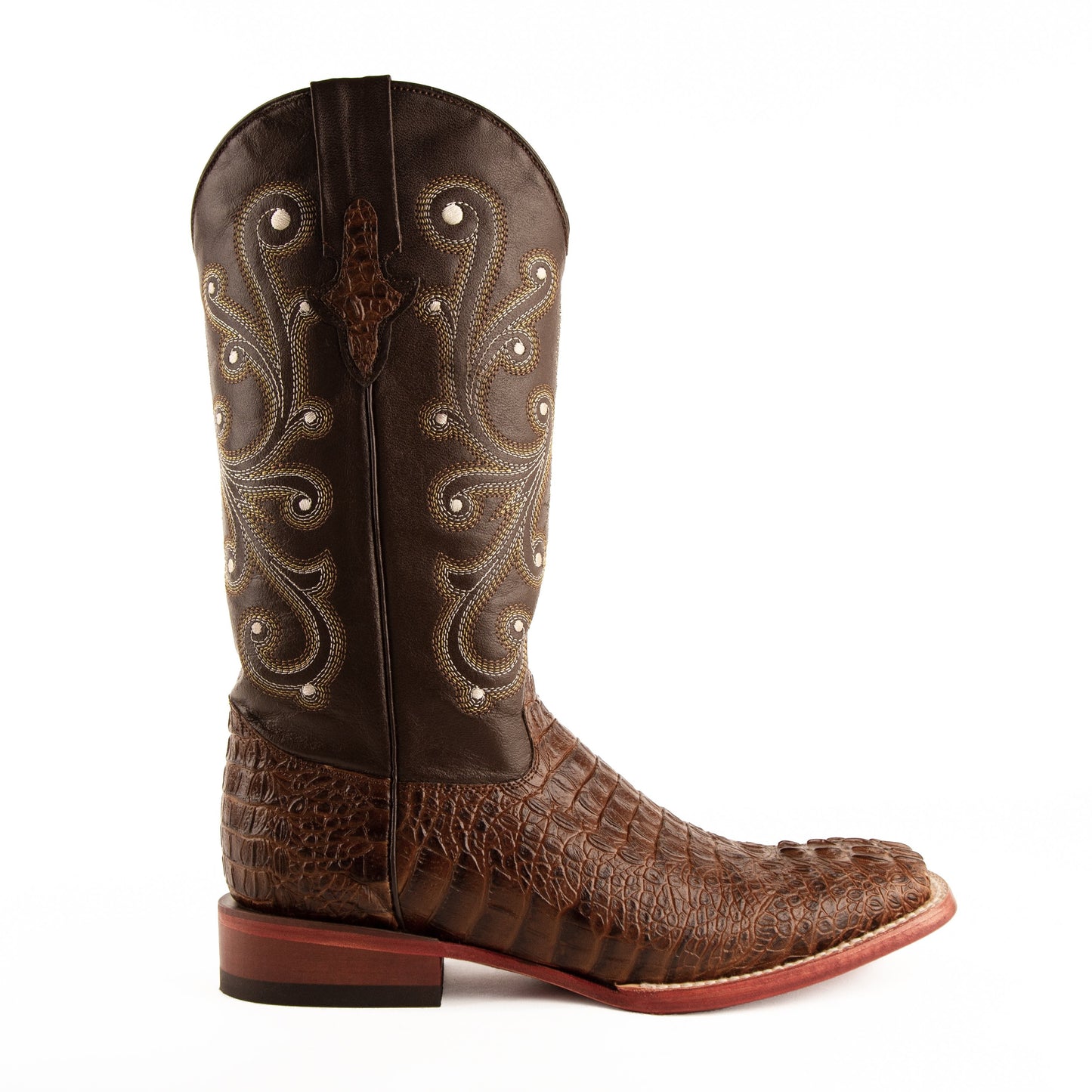 Men's Ferrini Stampede Caiman Crocodile Print Boots Handcrafted Sport Rust - yeehawcowboy