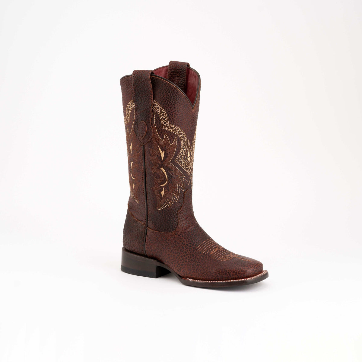 Women's Ferrini Toro Leather Boots handcrafted rugged full grain leather square toe with 1 1/4" block heel and rubber outsole
