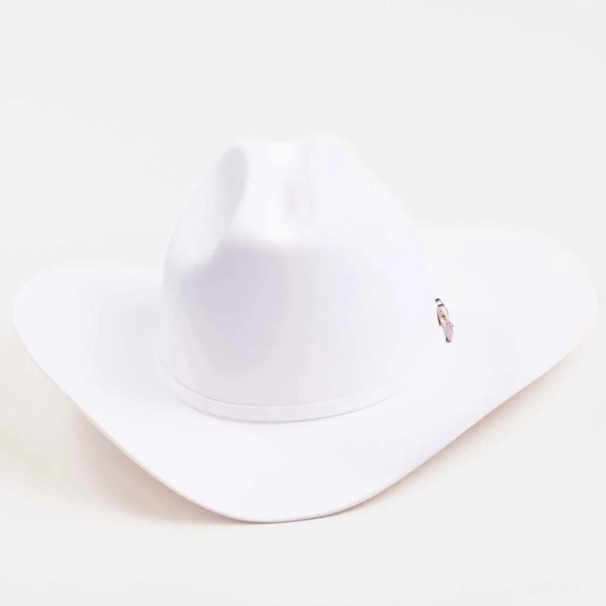 500x Larry Mahan Superior Fur Felt White Cowboy Hat with 4-inch brim and cattleman crease