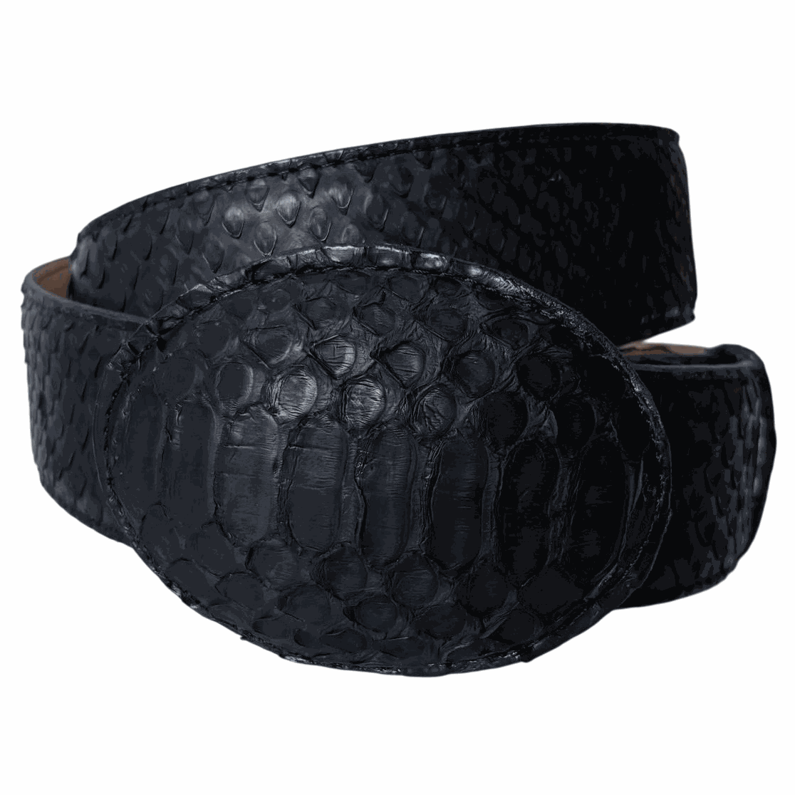 White Diamond Python belt with black leather lining handcrafted from genuine python snakeskin