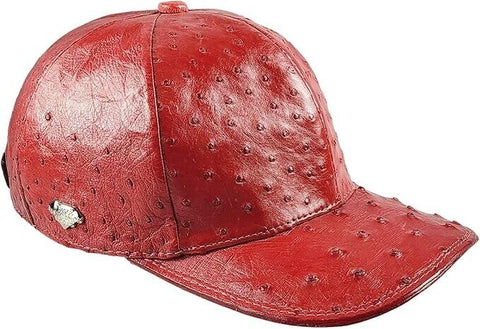 Red Ostrich Cap Real Full Quill With Adjustable Closure Handmade In The USA