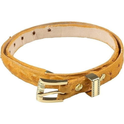 Ostrich Cowboy Hat Band Yellow Gold Plated 3 Piece Buckle Set Handmade 26”