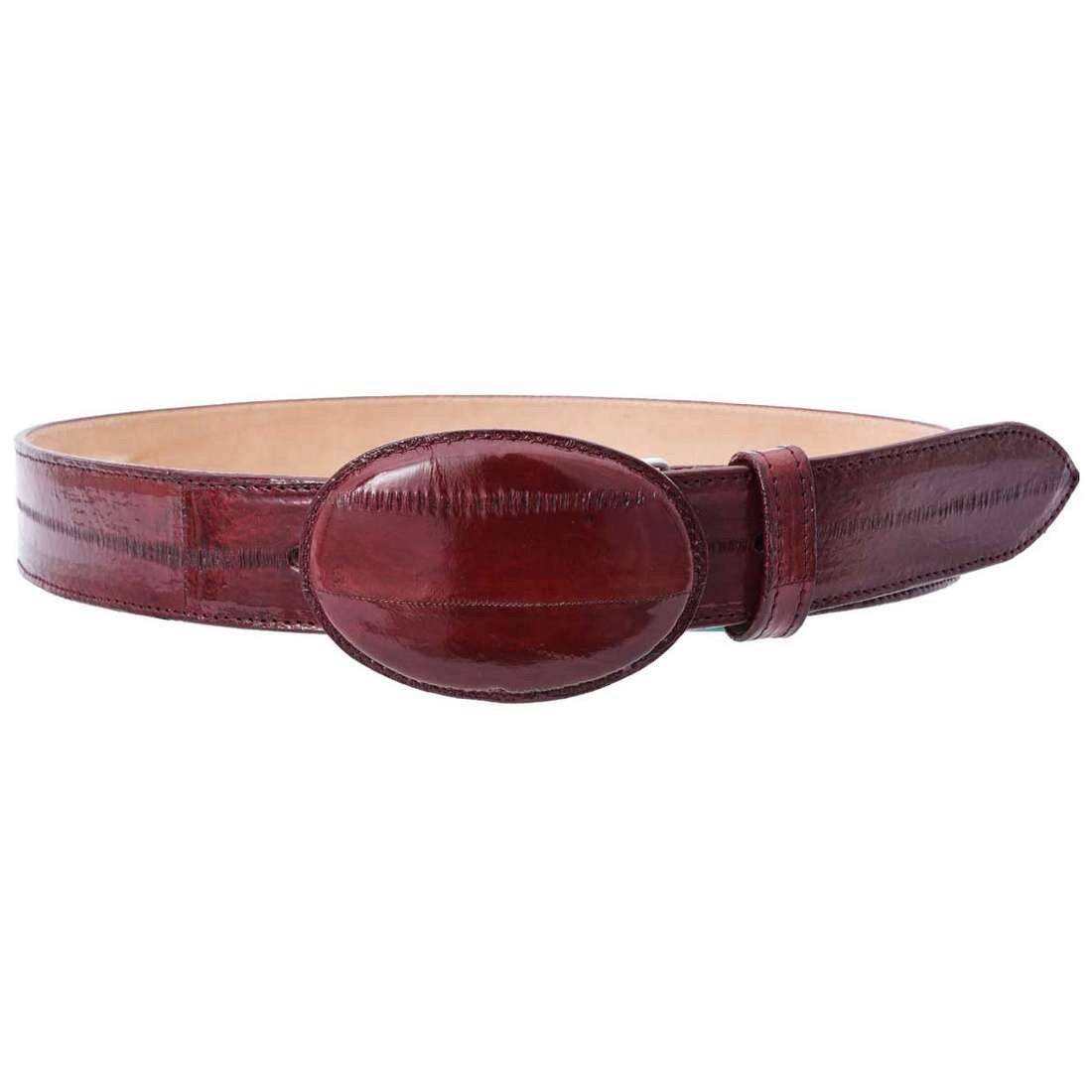 White Diamond Eel Belt handmade genuine eel skin burgundy leather lining 1.5 inch wide removable buckle