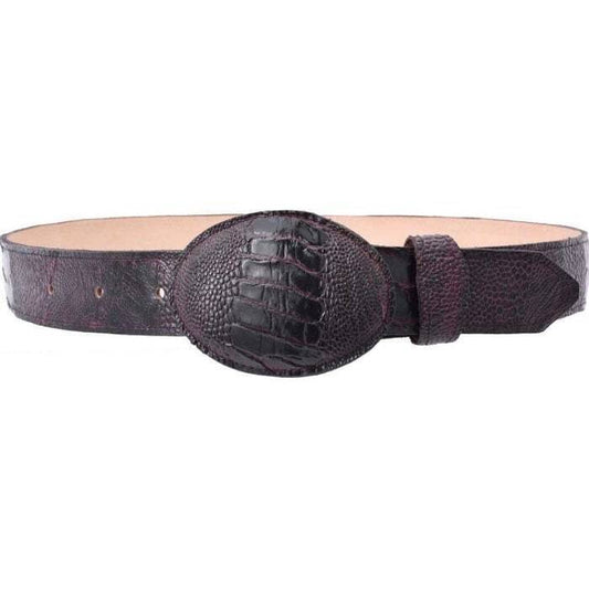 White Diamond Ostrich Leg Belt Wine Leather Lining Genuine Handmade 1 1/2" Wide Removable Buckle