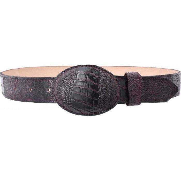 White Diamond Ostrich Leg Belt Wine Leather Lining Genuine Handmade 1 1/2" Wide Removable Buckle
