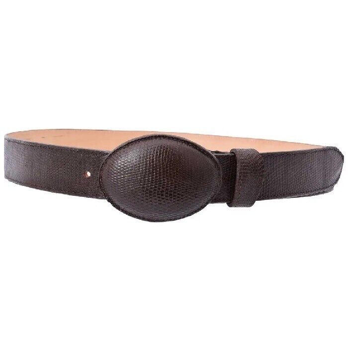 White Diamond Lizard Belt Brown Leather Lining Genuine Handmade 1 1/2" Wide Removable Buckle