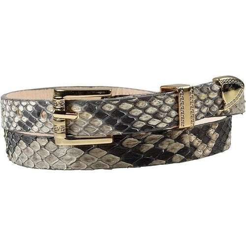 Python snakeskin hat band with gold plated 3-piece buckle set, handmade, 26-inch length
