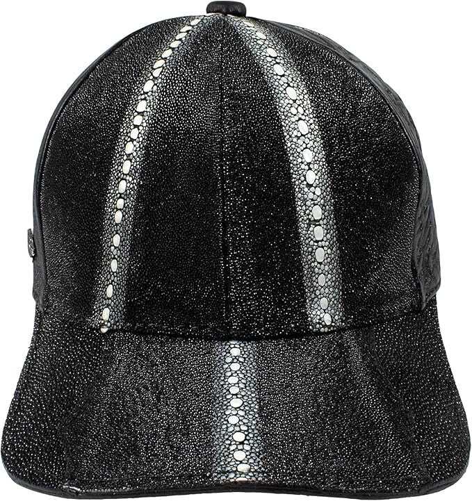 Gorra de raya negra genuina hecha a mano con cierre ajustable NUEVA