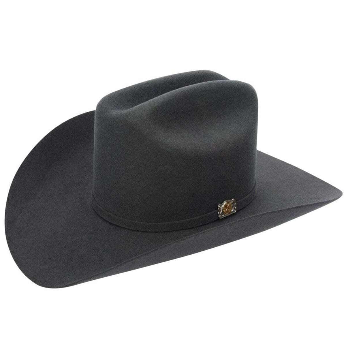 Sombrero vaquero de fieltro de lana color gris granito, 100 unidades, ala de 10 cm y copa de 11,5 cm, auténticamente hecho a mano.