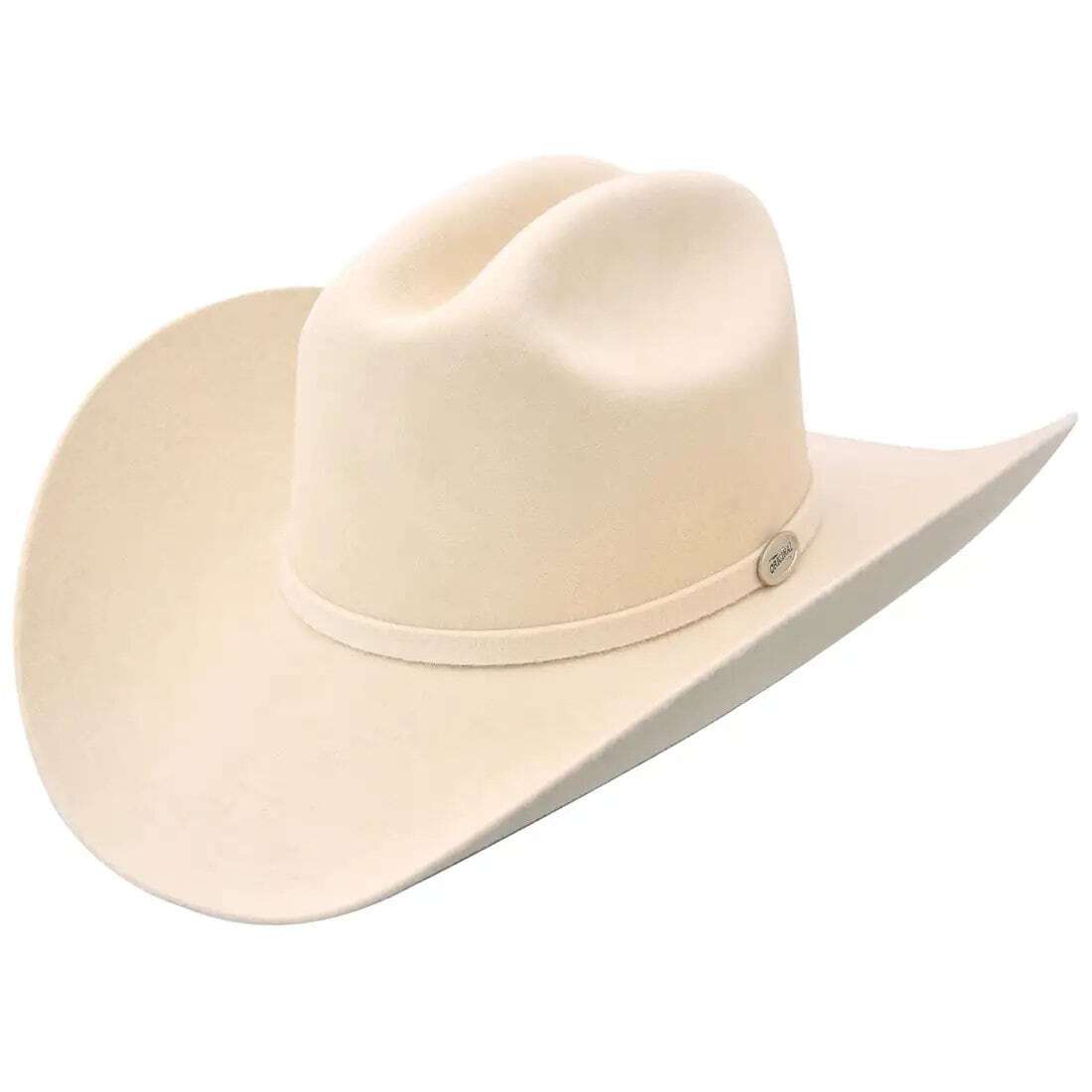 Sombrero vaquero beige de fieltro de lana, 100 unidades, ala de 10 cm y copa de 11,5 cm, auténticamente hecho a mano.