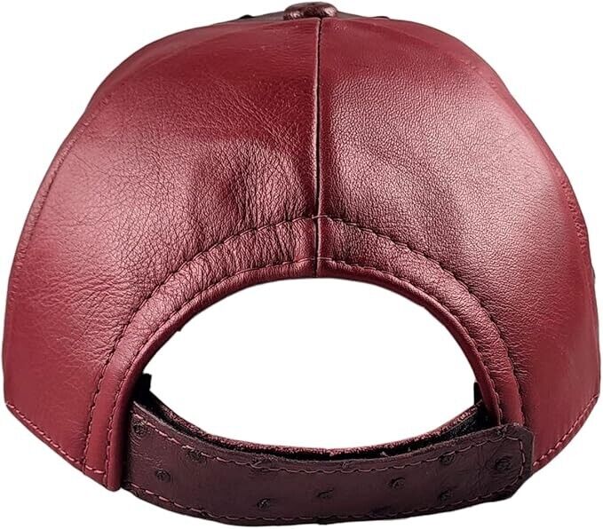 Burgundy Ostrich Cap Real Full Quill With Adjustable Closure Handmade In The USA