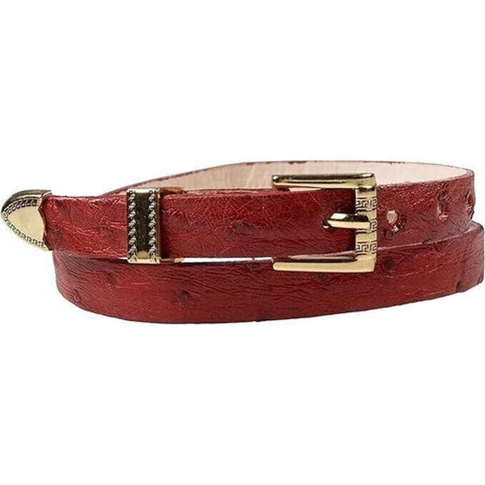 Ostrich Cowboy Hat Band Red Gold Plated 3 Piece Buckle Set Handmade 26”