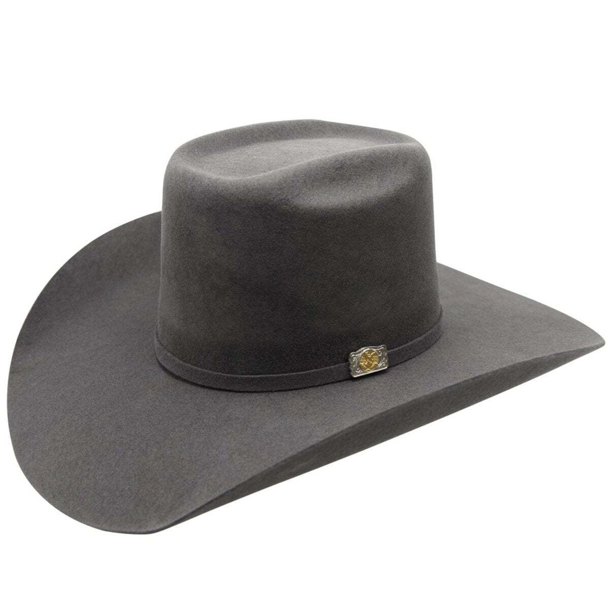 Sombrero vaquero de fieltro de lana color gris granito, 100 unidades, ala de 10 cm y corona de rodeo de 12,7 cm, auténticamente hecho a mano.