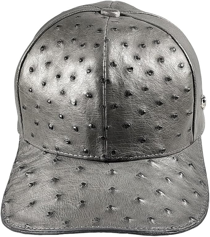 Gray Ostrich Cap Real Full Quill With Adjustable Closure Handmade In The USA