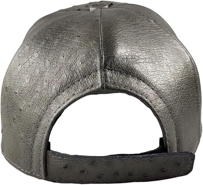 Gray Ostrich Cap Real Full Quill With Adjustable Closure Handmade In The USA