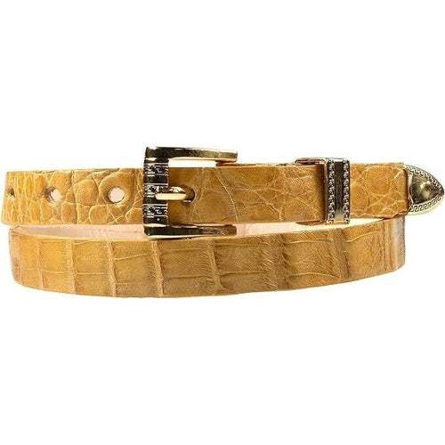 Alligator Crocodile Cowboy Hat Band Gold Plated 3 Piece Buckle Set Handmade 26”