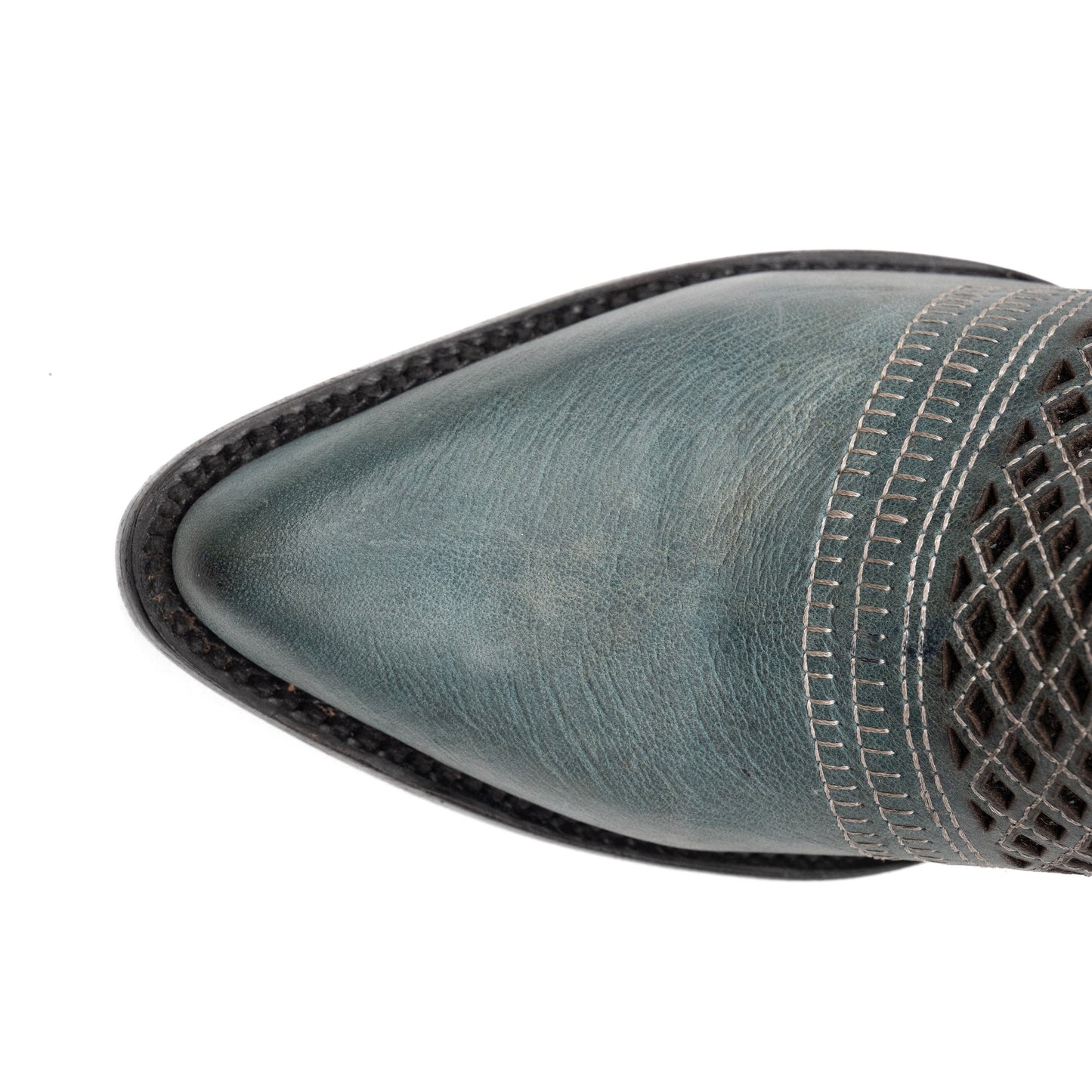 Women's Ferrini Savannah Leather Boots Handcrafted Round Toe Dusty Blue