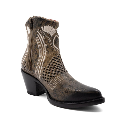 Botas Ferrini Savannah de piel para mujer, hechas a mano, con punta recortada, color musgo