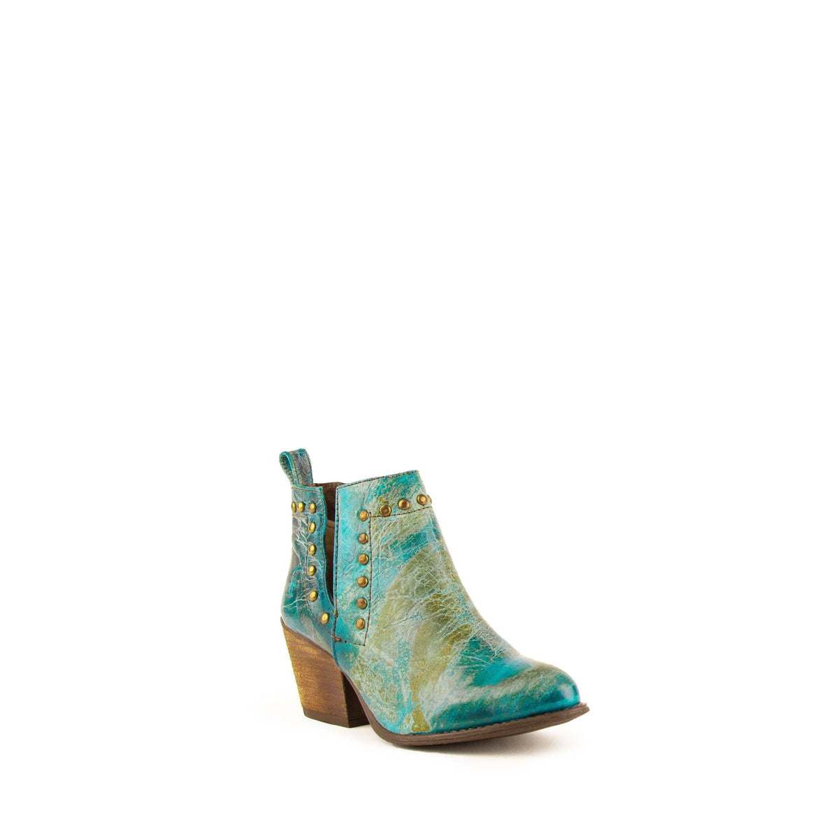 Women's Ferrini Stella turquoise leather boots with 2 3/4" heel and medium round toe handcrafted by Ferrini family