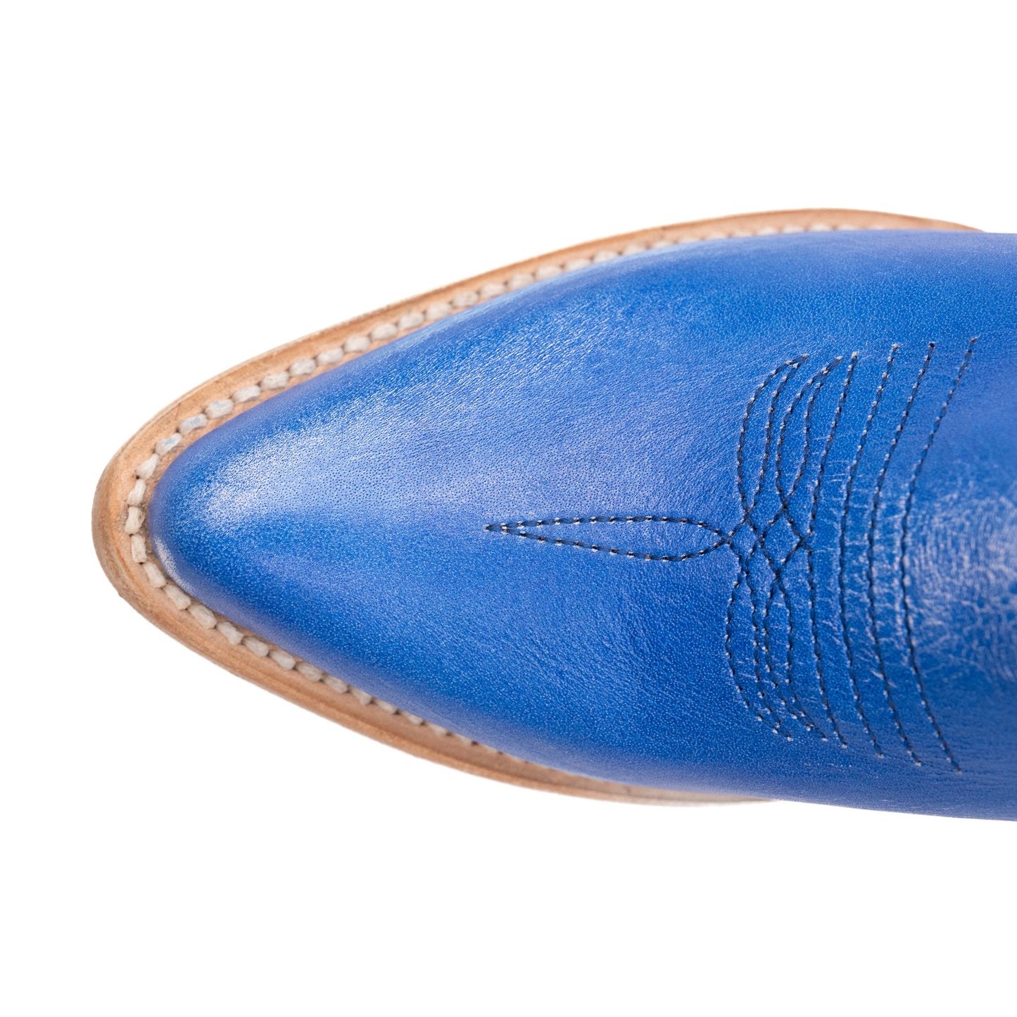 Botas de piel Ferrini Pixie para mujer, hechas a mano, con puntera en J, color azul eléctrico