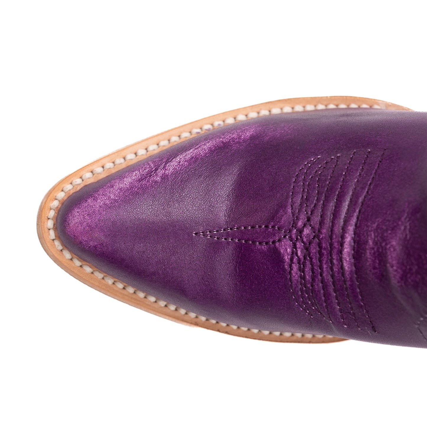 Botas de piel Ferrini Pixie para mujer, hechas a mano, con puntera en J, color morado