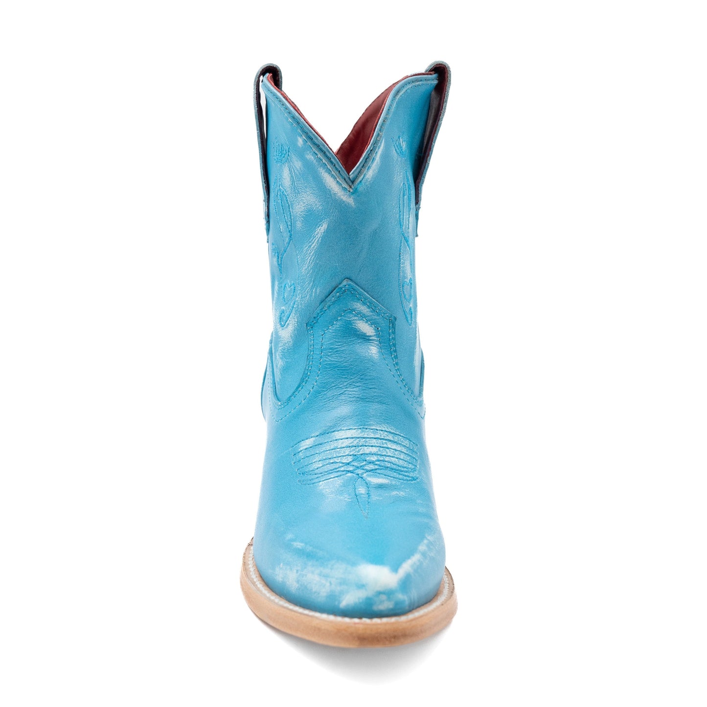 Botas de piel Ferrini Pixie para mujer, hechas a mano, con puntera en J, color turquesa