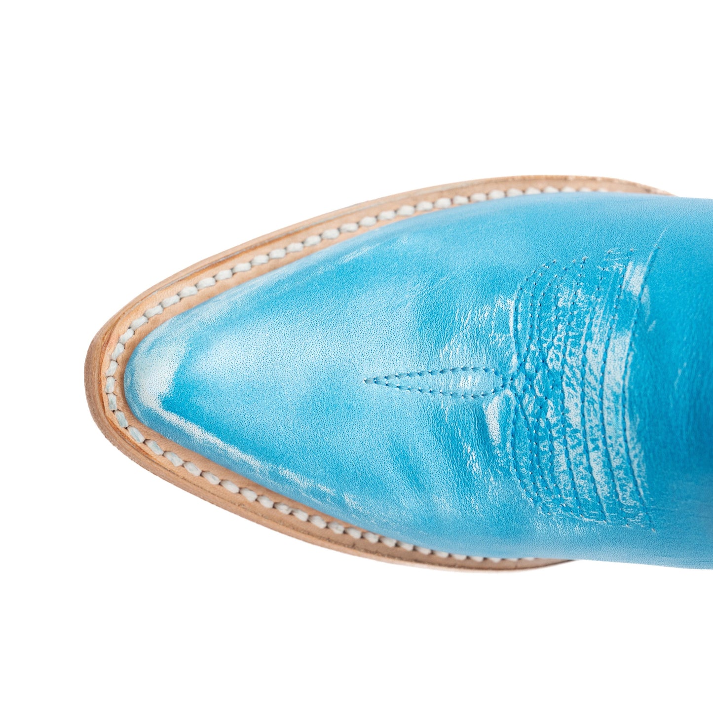 Botas de piel Ferrini Pixie para mujer, hechas a mano, con puntera en J, color turquesa