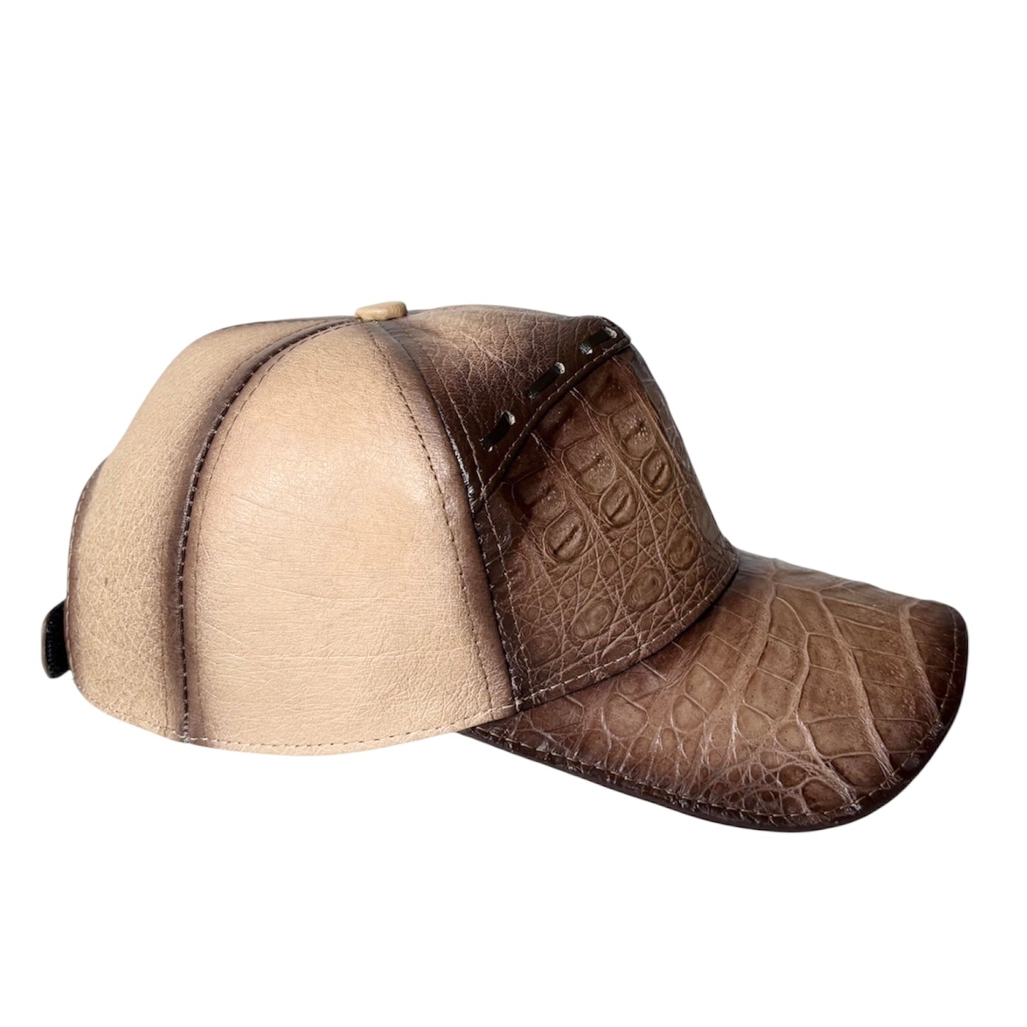 Oryx Caiman Crocodile Alligator Belly Cap Genuine Adjustable Closure Handmade